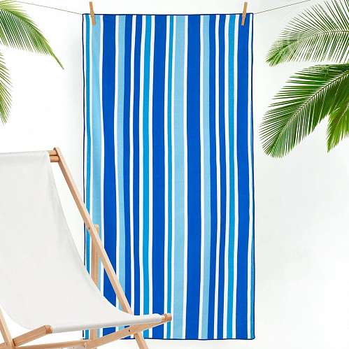 Полотенце пляжное махровое Полоса синяя - фото 3