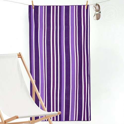 Полотенце пляжное махровое Полоса фиолетовая - фото 3