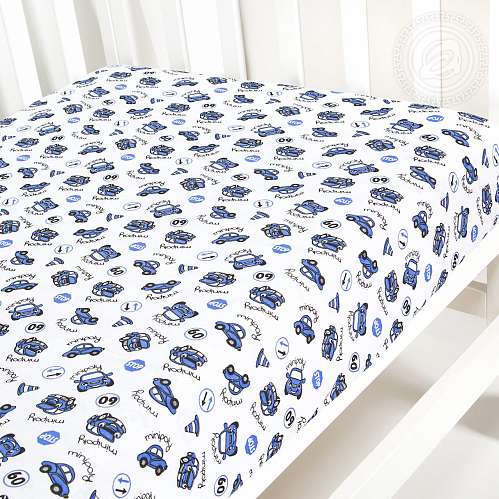 Детское постельное белье на резинке Машинки синие - фото 14