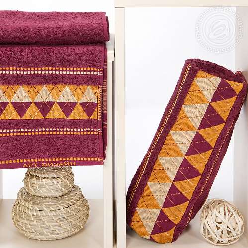 Геометрия набор полотенец махровых бордо в подарочной упаковке - фото 7