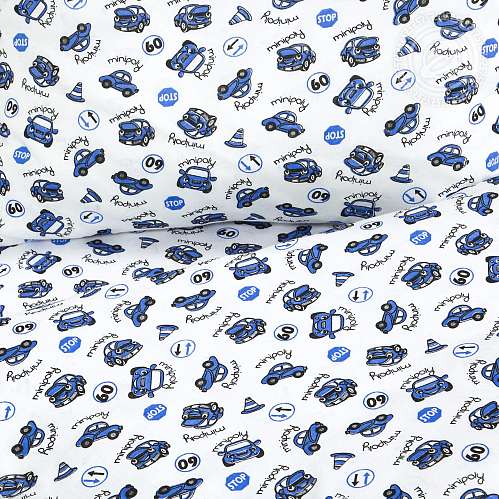 Детское постельное белье на резинке Машинки синие - фото 11