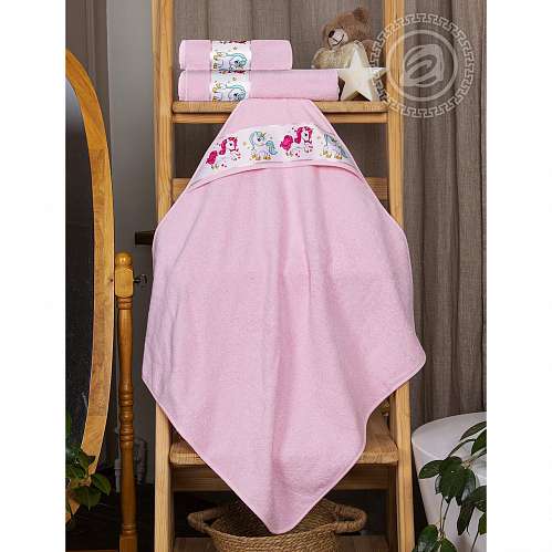 Детское полотенце с уголком розовое - фото 7
